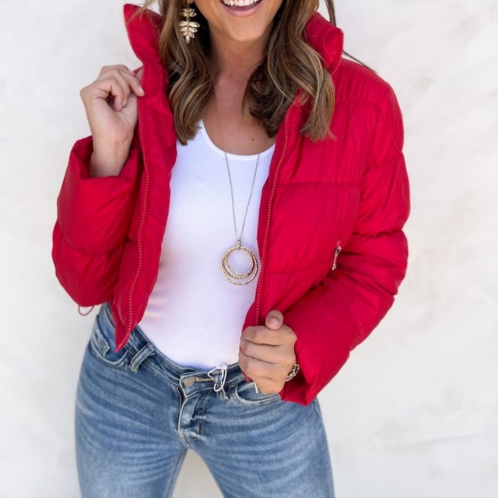 Ruby Red Puffer Coat - image 3